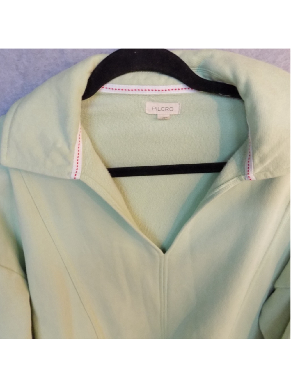 Women's Pilcro Sweatshirt Size S Light Green with Red Accent
